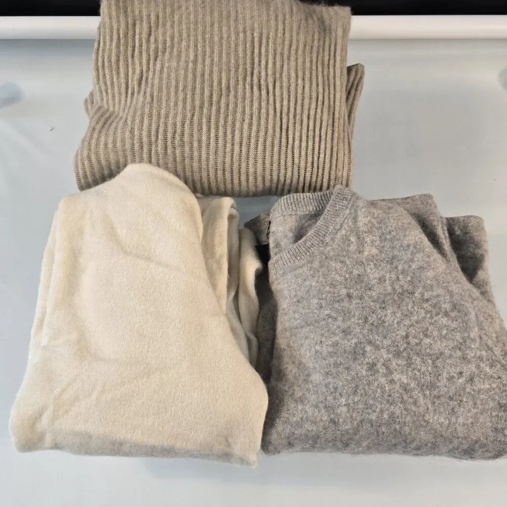 Cashmere Wool Sweaters Lot of 3 Crafters Cutters Repurpose Upcycle Recycle Flaws